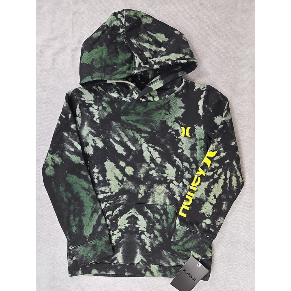 NWT Hurley Hoodie Boys Size 4 Small Fleece Hooded Pullover Sweatshirt Black‎ NEW